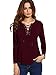 SheIn Women's Sexy Lace Up Long Sleeve Curved Hem T-Shirt Top Small Burgundy