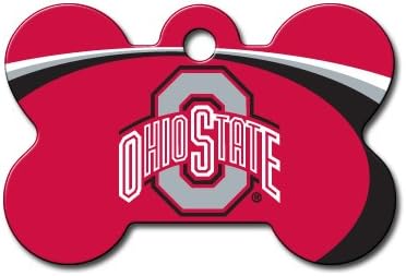 dogIDS Personalized College Sports Team Bone Shaped Identification Tag, Custom Laser Engraved Single Sided ID Tag with Glow-in-The-Dark Tag Silencer, S-Hook and Split Ring