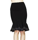 Hell Bunny Marlene Polka Dot Stretch Pencil Wiggle Skirt Black