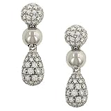 Pave Diamond and Beaded Dangle Earrings Diamond 2.07cttw