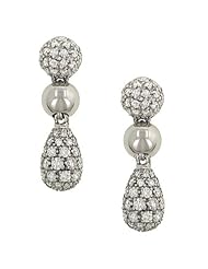 Pave Diamond and Beaded Dangle Earrings 2.07cttw
