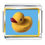 Yellow Rubber Duck Animal Photo Italian Charms Bracelet Link