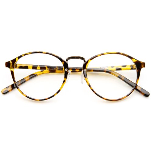 zeroUV - Vintage Inspired Horned Rim Metal Bridge P3 Clear Lens Glasses