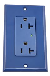 20 Amp, 125 Volt, Decora Plus Duplex Surge Suppressor Receptacle, Straight Blade, Industrial Grade, Self Grounding, with Indicator Light & Audible Alarm, Brown/Ivory/Gray/White/Blue, 5380