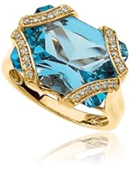 Radiant Cut Blue Topaz Ring in 14k Gold