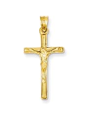 14k Yellow Gold Hollow Latin Crucifix Pendant. Metal Wt- 1g