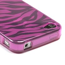 Asmyna IPHONE4AVCASKCA052 Slim and Durable Protective Cover for iPhone 4 - 1 Pack - Retail Packaging - Hot Pink/Transparent in a Zebra Pattern