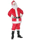 Adult Deluxe Santa Claus Suit with Beard and Wig Costume Christmas Holiday Outfit