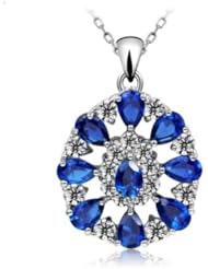 Honeystore Girls Zircon White Gold Plated Necklace Color Blue