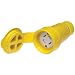 Woodhead 29W76 Watertite Wet Location Locking Blade Connector, 3-Phase, 4 Wires, 3 Poles, NEMA L16-30 Configuration, Yellow, 30A Current, 480V Voltage