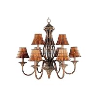 Maxim Lighting 20205RTBC Bali 9-Light Chandelier, Bali Collection Finish with Bali Rattan Wood Shades, 32-1/2-Inch