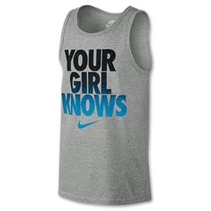 Nike Mens Your Girl Knows Sleeveless T-Shirt X-Large Dark Grey Heather/Black/Vivid Blue