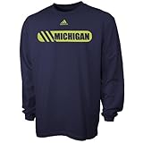 adidas Michigan Wolverines Navy Blue All Stripes Long Sleeve T-shirt