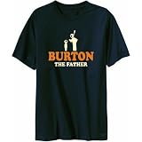 Burton The Father Last Names Mens T-Shirt (Navy Blue, Sizes X-Small - XXX-Large)