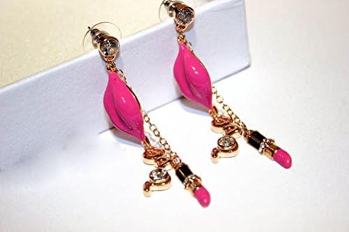SantanaFashion Exaggerated Personality Lipstick Long Section Of Zircon Gold-Plated Stud EarringsFashion Jewelry