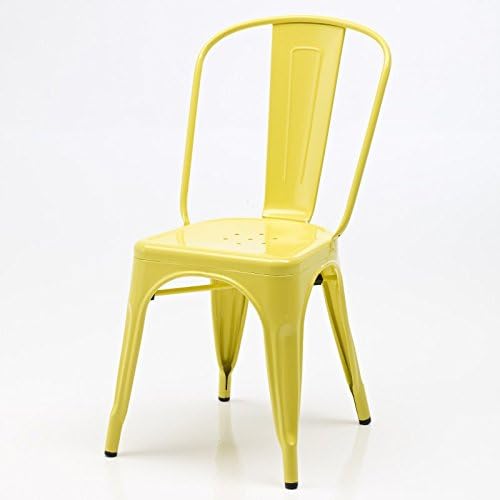 Industrial French Retro Cafe Dining Chairs *Set of 2* Yellow Matte