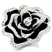 Silver Tone Austrian Crystal Black Rose Ring