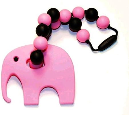 Baby Carrier Silicone Teether with Elephant (Pink/Black)
