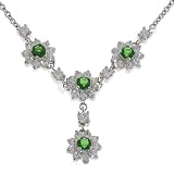Flower Emerald Diamond Pendant Necklace