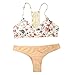 Cupshe Fashion Women's Fresh Floral Crochet Splicing Padding Bikini Bathing Suit (M)
