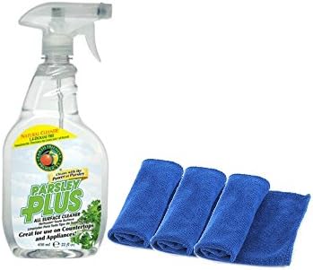 "Parsley Plus - All Surface Cleaner" - PLUS - 3 Micro Fiber Hand Towels - Natural Cleaner: 1,4 Dioxane Free - 100% Biodegradable Cleaner