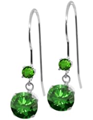 1.24 Ct Round Green Diamond Green Tsavorite 14K White Gold Earrings