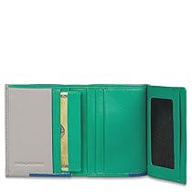 Piquadro Men's Wallet with Coin Pocket Credit Card Slots and Id Window, Blue/Green, One Size
