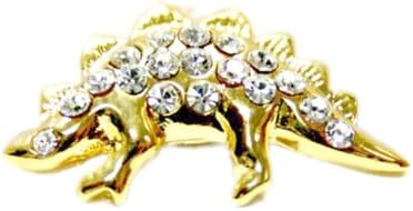Gold Tone Dinosaur Pin with Rhinestones