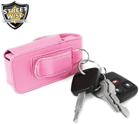 Pink Stun Gun Keychain LED Light Flashlight Includes Holster, Key chain, LED Light