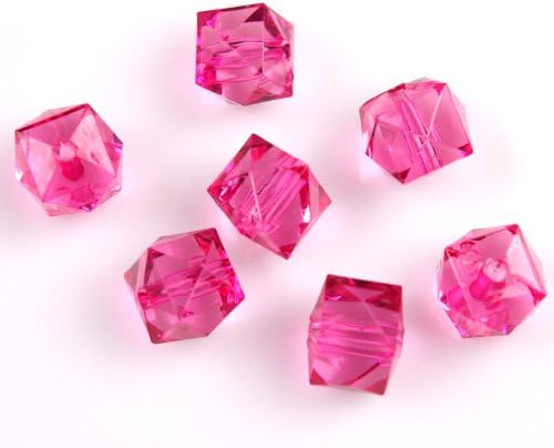Transparent Hot Pink Facted Charms Acrylic Spacer Loose Beads 100