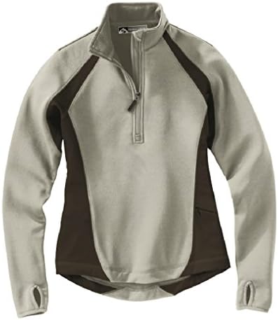 Storm Creek Women's Aimee 1/4 Zip Performance Fleece, Ivory/Coffee, 2X