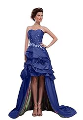 Cocktail Sweetheart Beaded Asymmetric  Spring Satin/Taffeta Prom Dress/Party Dress  With Ruffles