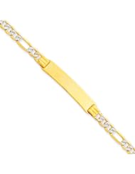 14k Gold 6" Pave Figaro Link ID Child Bracelet