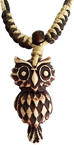 Retro Owl Necklace for Women and Men 18" Cotton Waxed Cord