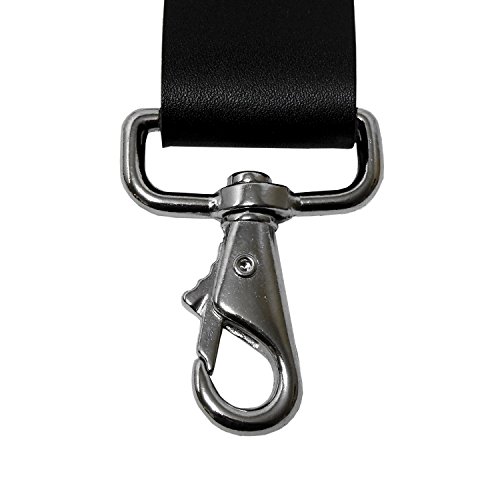 Tall Black Leather Suspenders, Clips Hook to Belt Loops, Tall Fit up to 54" Long Apparel