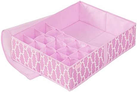 Khandro Canvas Bra Storage Box Dresser Drawer Organizer 2 in 1 for Socks, Underwear, Ties