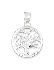 Sterling Silver Polished Round Tree Pendant