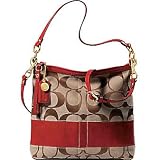 Coach Signature Red Patent Stripe Shoulder Bag