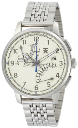TX Men's T3C197 Classic Fly-Back Chronograph Steel Case Bracelet Beige Dial Watch