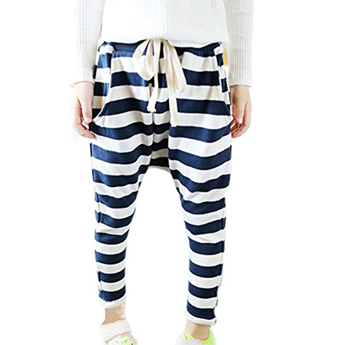 PanDaDa Baby Girls Striped Casual Pants Harem Pants Low Crotch Sweatpants Baggy