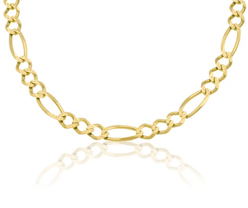 14K Solid Gold Yellow Pave Figaro Link Bracelet 8mm Wide 8