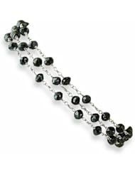 17 Carat Black Diamond Briolette Bracelet 7.5 Inches