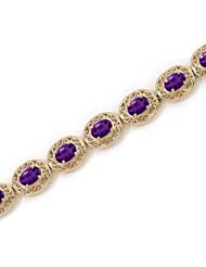 14K Yellow Gold Oval Amethyst Bracelet