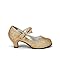 Little Angel Tasha-685E Glitter Bow Mary Jane Pump - Gold