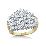 Baguette and Round Diamond Cluster Ring 2ctw