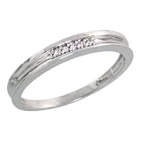 Sterling Silver Ladies Diamond Wedding Band Ring 0.02 cttw Brilliant Cut, 1/8 inch 3mm wide