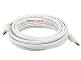 PTC 20ft PREMIUM GOLD Series WHITE HDMI 1.3 CERTIFIED 24AWG CL2 rated cable for Blu-Ray, Cable and satellite boxes, X-box, PS3, HD-DVR...