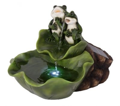 Frog Cascade Solar Fountain with LED Lights