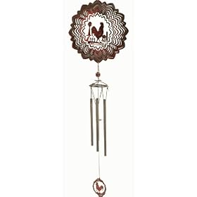 Jumbo 3-in-1 Rooster Spinning Wind Spinner with Windchime and a Small Hanging Rooster... by Rooster Windspinner Chime