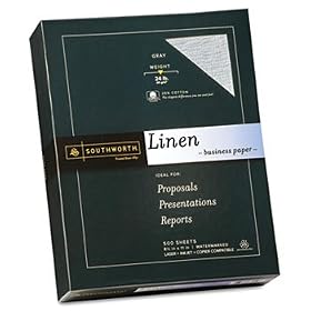 New-Southworth 574C - 25% Cotton Linen Business Paper, 24 lbs., 8-1/2 x 11, Gray, 500/Box - SOU574C